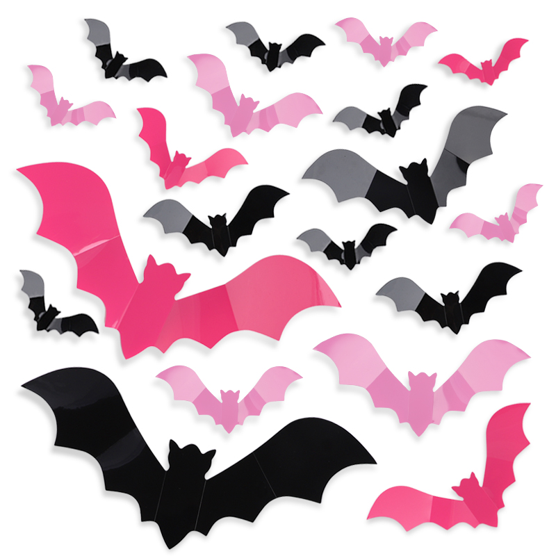 Cosplay Bat Prop - 24/48 Buah Stiker Jendela Kelelawar Merah