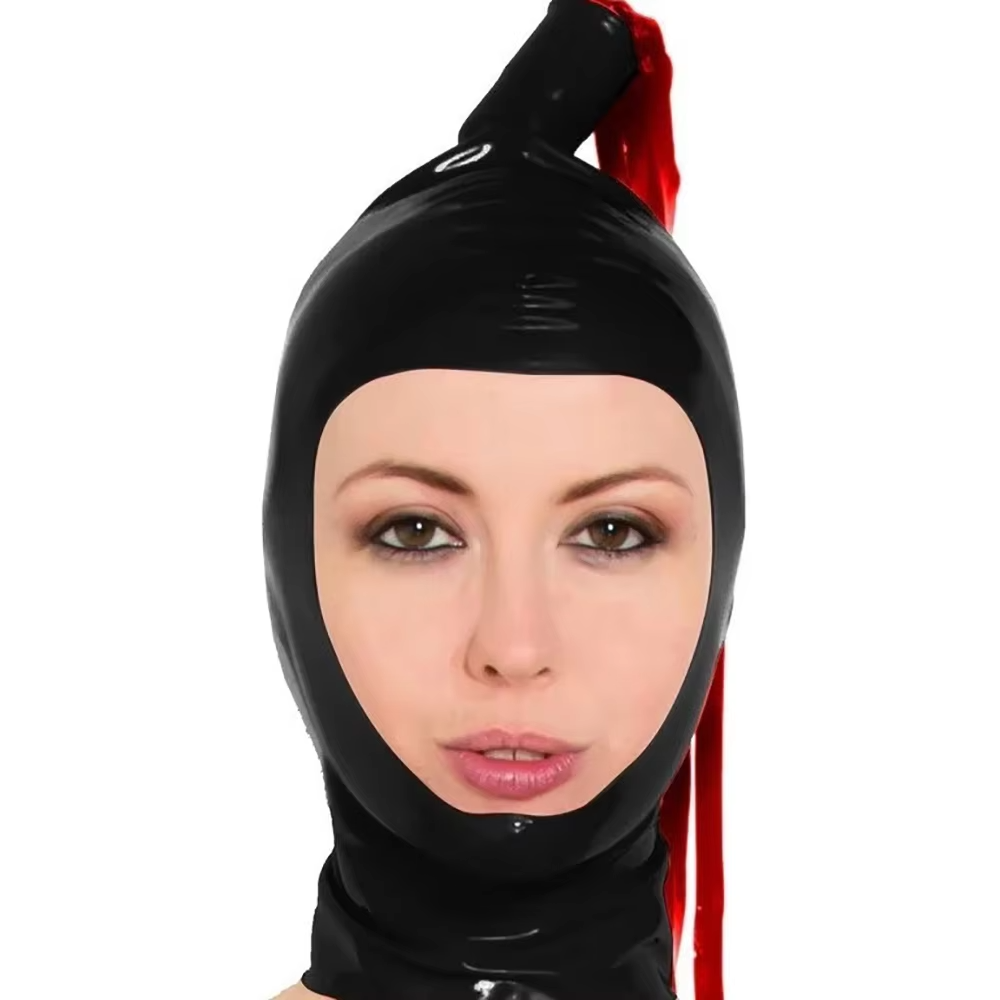 Topeng Lateks Hitam dengan Wig - Cosplay Prop Paint ulasan dan harga