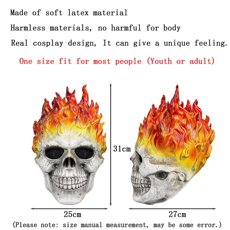 Topeng Halloween Tengkorak Api - Cosplay Flame Prop ulasan dan harga