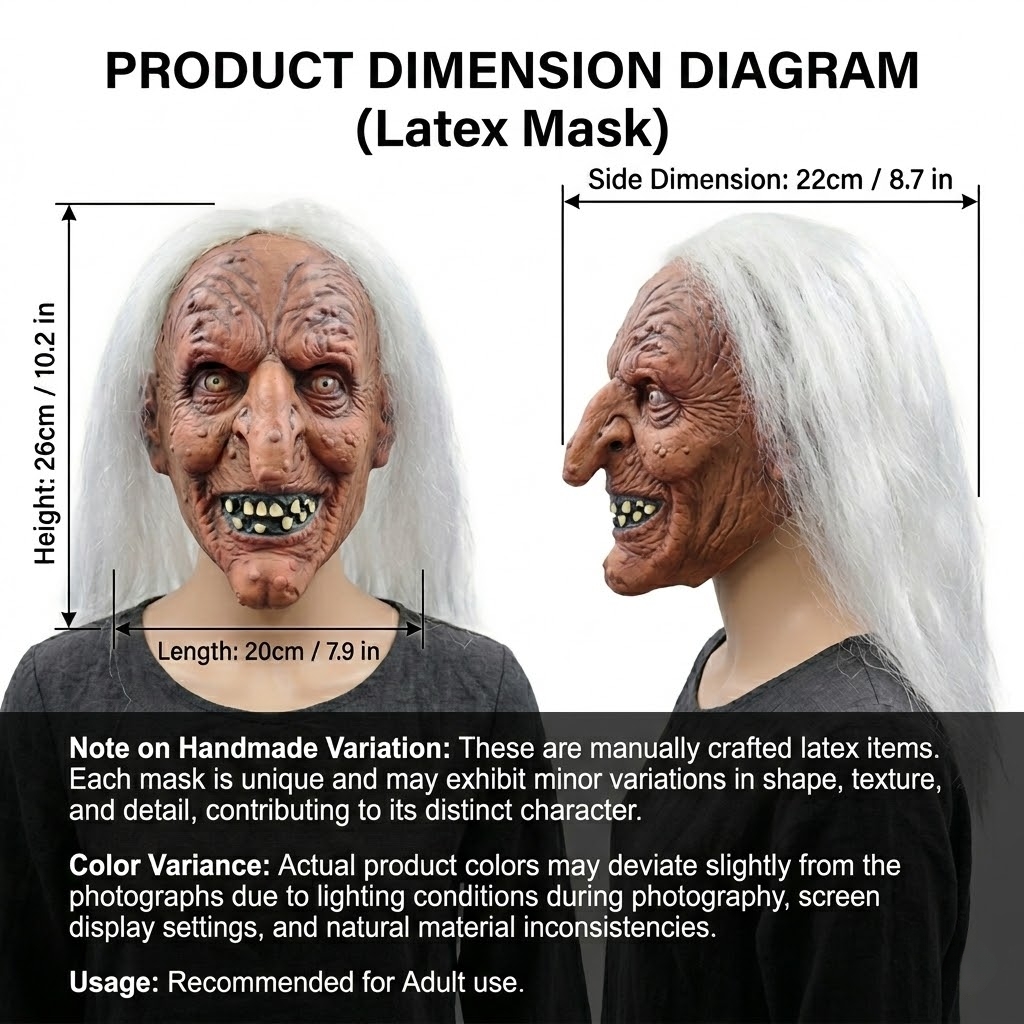Topeng Lateks Penyihir Kreatif - Cosplay Prop Designer ulasan dan harga